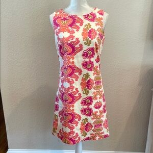 Sleeveless Dress by WILL SMITH Ivory, Pink and Orange